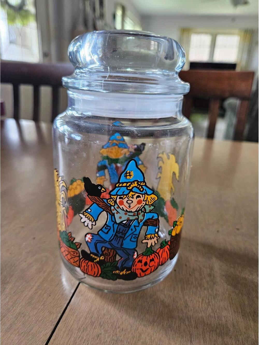 Vinage Anchor Hocking Fall Harvest Apothecary Jar 7'x4"